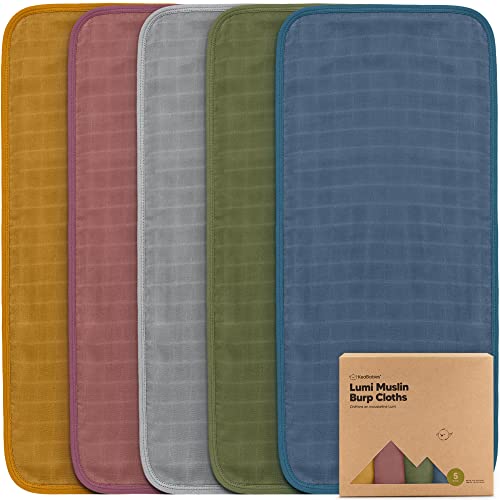 5-Pack Muslin Burp Cloths For Baby Boys, Girls - Organic Baby Burp Cloths, Burp Clothes For Baby Girl, Boy, Neutral Burp Cloths,