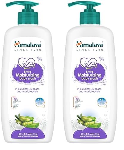 Himalaya Extra Moisturizing Baby Wash 400Ml | No Tears Formula |With Olive Oil, Aloe Vera & Milk | Cleanses And Moisturizes Baby
