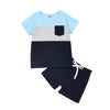 12-18 Month Boy Clothes Baby Boys Summer Outfits Short Sleeve Patchwork T-Shirt & Solid Shortsset 2 Piece, Blue Boy Set 12-18 Mo