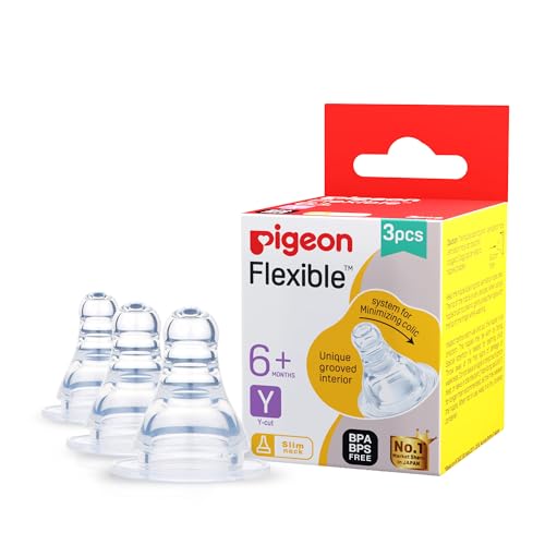 Pigeon Peristaltic Nipple Y Cut,For 6+ Month Babies,Bps Free,Bpa Free,Pack Of 3