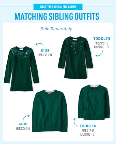 The Children'S Place Baby Girls' And Toddler Long Sleeve Sweater Dress, Forest Green, 5T