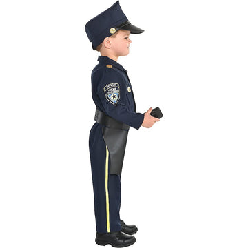 Amscan Children'S Cops And Robbers Party Police Officer Costume (5 Piece), Navy Blue, Medium (8-10)