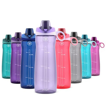 Pogo Plastic Water Bottle With Chug Lid And Carry Handle, Reusable, Bpa Free, Dishwasher Safe, Perfect For Travel And Gym, Lilac