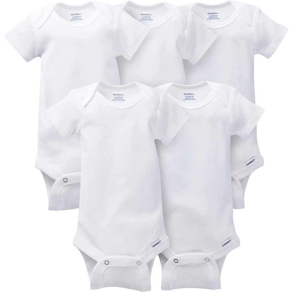 Gerber 5 Pack Bodysuits Brand One Piece Underwear White, 24 Months