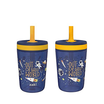 Zak Designs Kelso 15 Oz Tumbler Set, (Space) Non-Bpa Leak-Proof Screw-On Lid With Straw Made Of Durable Plastic And Silicone, Pe