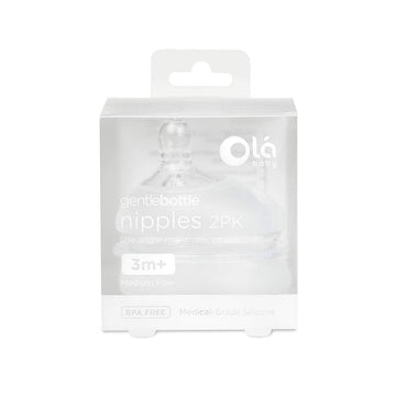 Olababy Gentle Bottle Silicone Replacement Nipple 2 Pack (3-6 Months/Medium Flow)