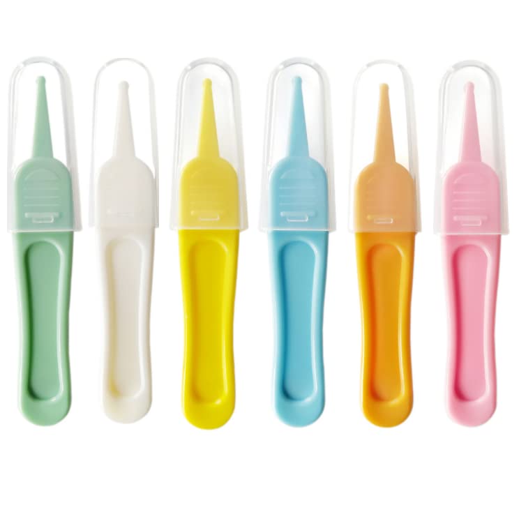 Duehut Hllmx 6 Pcs Infant Nose Cleaning Tweezer With Plastic Round-Head Baby Ear Nose Navel Cleaner Clip For Baby Care