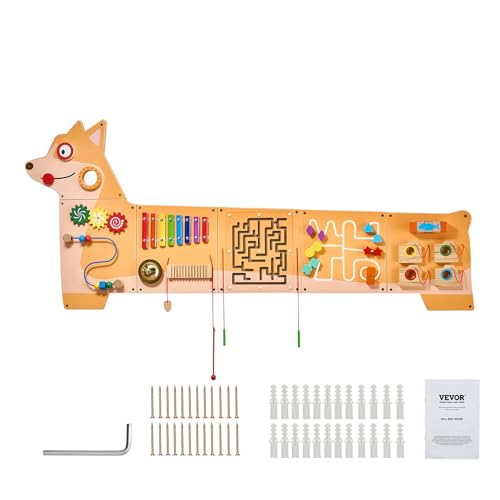 VEVOR Dog Activity Busy Board Wall, 12 Wall Activities Board, Montessori Sensory Wall Panel for Kids 3-12 Years, Sensory Wall Ac