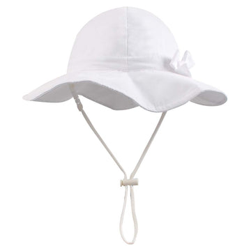 Baby Sun Hat Girls Floppy Bucket Hat Summer Toddler Outdoor Cap For Swim Beach (White, 50Cm/19.7'(1-2T))