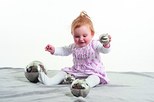 TickiT - 9322 Sensory Reflective Balls - Set of 4 - Mirrored Spheres for Babies and Toddlers - Stainless Steel Sensory Balls for