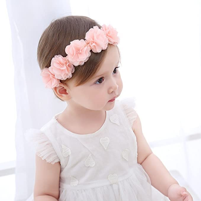 Fmeida Baby Girls Headband Summer Cute Hairband Flower Crown Hair Accessories Yellow