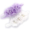 My Lello Baby Flower Headbands Fabric Beaded Trio Stretchy Elastic Pair (Lavender/White)