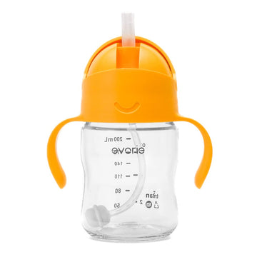 Evorie Tritan Weighted Straw Sippy Cup With Handles For Baby And Toddlers 6 Months Up, 7 Oz Soft Silicone Straw Infant First Tra