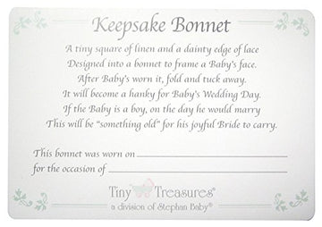 Stephan Baby Bonnets - White Cotton Christening Bonnet With Cutwork Embroidered Cross And Satin Bows, One Size, Straight Hem