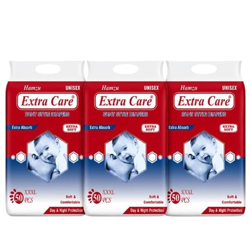 Hamzu Extra Care Baby Pant Diaper Xxxl Size 150 Piece (1822 Kg) Pack Of 3