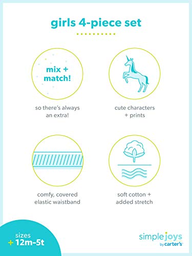 Simple Joys By Carter'S Girls 4-Piece Top And Set Fashion Vest, Floral/Olive, 2T Us