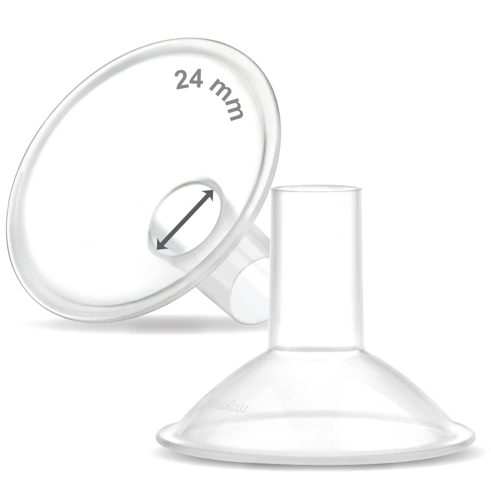 Maymom MyFit, Crater Series, 24 mm 2xTwo-Piece Breastshield Compatible with Medela Breast Pumps. Long Nipple Tunnel for Elasitc