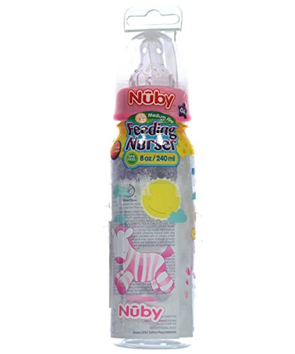 Nuby Standard Neck Tinted Bottle, 8 Ounce, 1 Pack Of 1 Bottle, Colors/Patterns May Vary