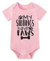 Funnycokid Baby Girls Boys Clothes Bodysuit My Siblings Have Paws Newborn Stuff Unisex Announcement Romper Pink 0-3 Months Infan