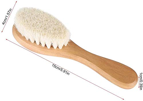 Hair Brushes Baby Head Brush, Kids Soft Goat Hair Comb Wood Infant Massage Scrub Tool Newborn Shower Registry Gift, Wooden Baby