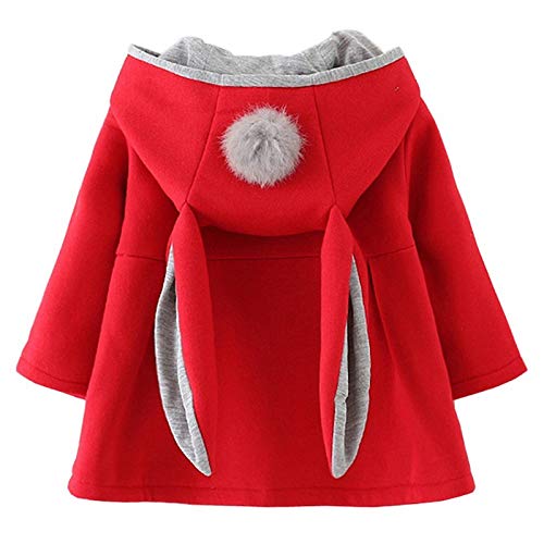 Cokate Infant Baby Girl Fall Winter Hooded Coat Sweet Rabbit Jackets Outerwear (Red, 12-18 Months)