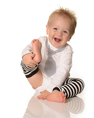 Judanzy 3 Pair Baby Boy And Girl Leg Warmers Black And White Stripes (One Size)