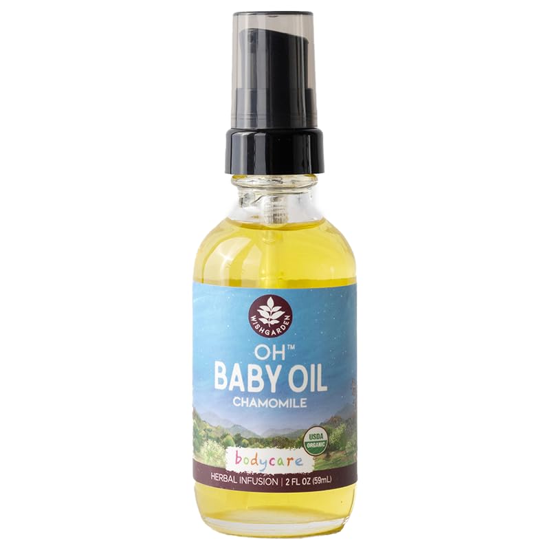 WishGarden Herbs Oh Baby! Chamomile Oil - USDA Certified Organic Baby Oil with Chamomile & Calendula, Moisturizes & Calms Skin I