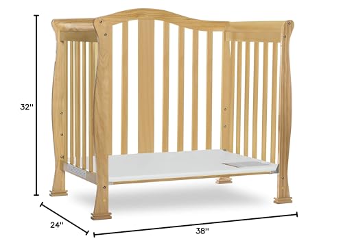 Dream On Me Addison 4-in-1 Convertible Mini Crib – Natural Finish