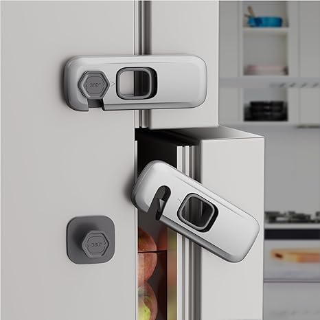 Tallin 2 Pack Child Safe Fridge Lock, Fridge Locks For Kids With Adhesive Pads, Baby Safety Locks For Refrigerators, Cabinets, D
