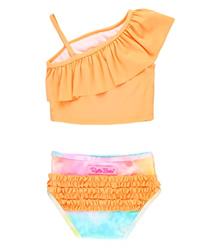 Rufflebutts - Rainbow Tie Dye One Shoulder Ruffle Tankini - 6-12M