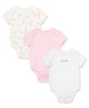 Little Me Baby-Girls Newborn Rose 3 Pack Bodysuit, Pink Floral, 6 Months