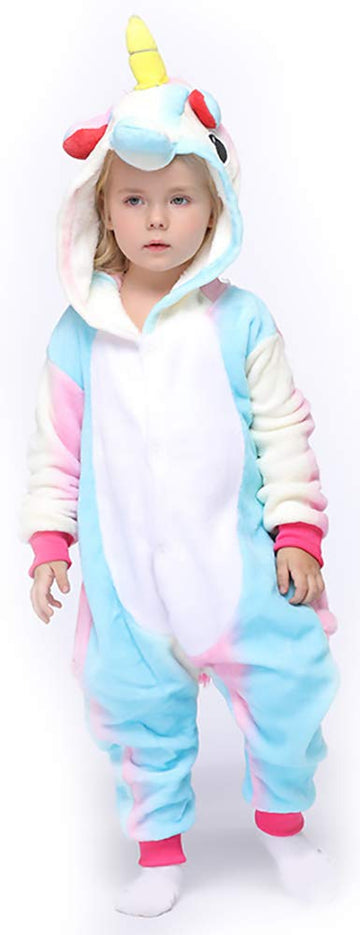 Easuit Rainbow Unicorn Onesie Pajamas Animal Costume Halloween Cosplay For Kids 6-8