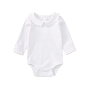 Pureborn Baby Boys Organic Cotton Bodysuit Peter Pan Collar Infant Long Sleeve White 6-9 Months