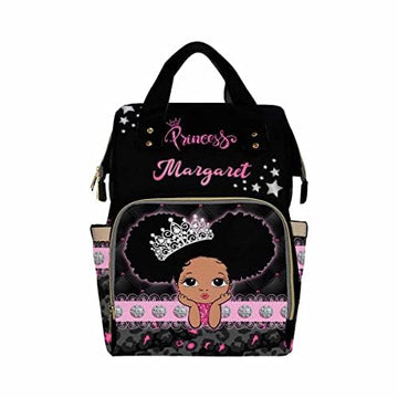 Artsadd Personalized Baby Bag - Large Capacity Diaper Bags With Princess Crown Design, Custom Name Backpack For Daughter Or Gran