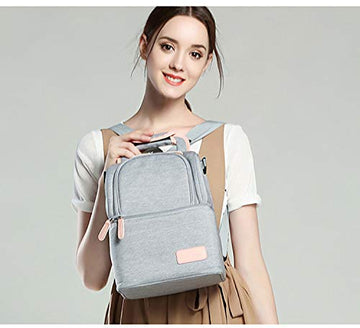 Meichoon Breast Pump Backpack Breastmilk Cooler & Insulated Baby Bottle Bag Waterproof - Portable Thermal Insulated Lunch Bag/La