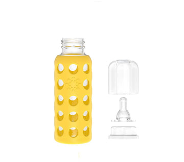 Lifefactory 9-Oz Glass Baby Bottle With Stage 2 Nipple And Protective Silicone Sleeve Mango