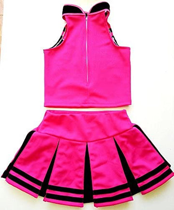 Total 2550 Little Girls' Cheerleader Cheerleading Outfit Uniform Costume Cosplay Halloween Pink/Black (M / 5-8)