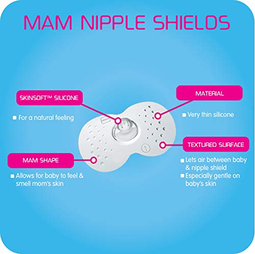 Mam Breastfeeding Nipple Shields With Sterilizing Storage Case, Nipple Shields For Nursing Newborn, Size 2 Regular 23Mm, 2-Count