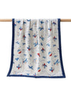 Baby Muslin Quilt Blanket with Print, Navy Blue (White & Blue)