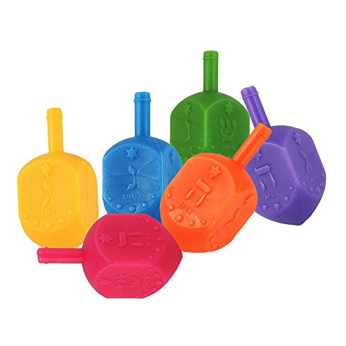 Zion Judaica Plastic Hanukkah Dreidels Assorted Colors W/Hebrew & English Transliteration Bulk Pack Chanukah Driedels In Ziplock