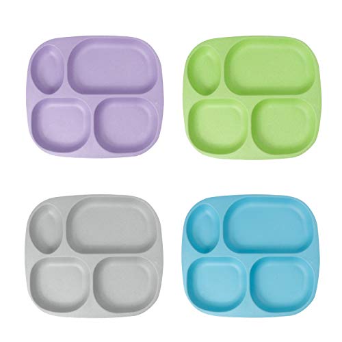 Shopwithgreen Bamboo Divided Plates For Kids Adults - Dinnerware For Toddlers Kids Children Baby, Bpa Free, Stackable, Dishwashe