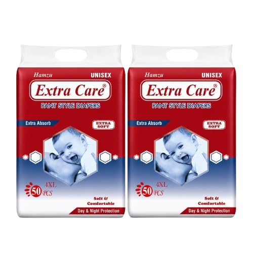 Hamzu Extra Care Baby Pant Diaper 4Xl Size 100 Piece (1825 Kg) Pack Of 2