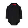 Teach Leanbh Infant Baby Polo Bodysuit Cotton Long Sleeve Pure Color Shirt 3-24 Months (12 Months, Black)