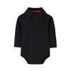 Teach Leanbh Infant Baby Polo Bodysuit Cotton Long Sleeve Pure Color Shirt 3-24 Months (9 Months, Black)