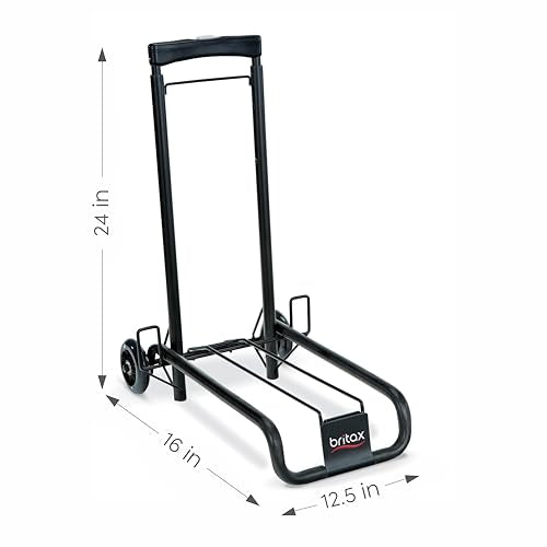 Britax Car Seat Travel Cart | Adjustable Handle + Compact Fold + Fits In Airplane Overhead Bin , Black, 42X13.5X5.5 Inch (Pack O