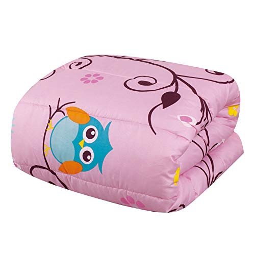 Sapphire Home 8 Piece Owl Bedding Set For Girls, Kids Bed In A Bag, Comforter Set With Bed Sheets, Pillow Case, Toy Pillow, Todd