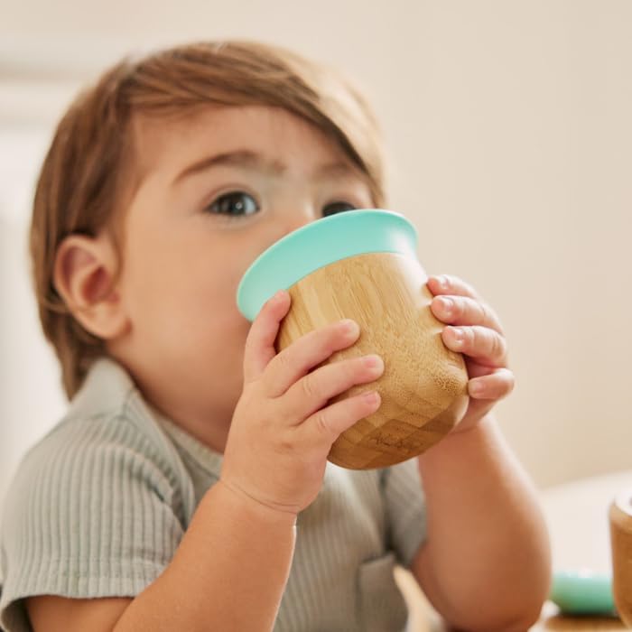 Munchkin Bambou 5Oz Open Training Cup For Babies And Toddlers, Non-Toxic Bamboo And Food-Grade Silicone