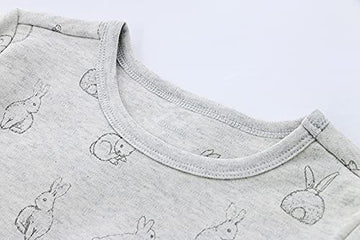 Owlivia Kids Pjs Set, Boys Girls Summer Short-Sleeve Sleepwear, 100% Organic Cotton Toddler Pajamas(3 Years, Rabbit Gray)