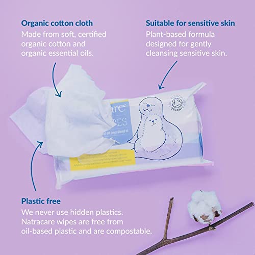 Natracare Organic Cotton Baby Wipes 50 ct (12-Pack)