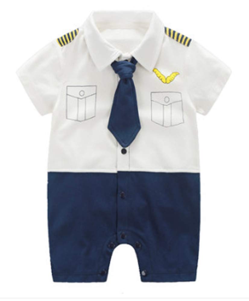 Fancybaby Baby Pilot Boys Halloween Uniform Cosplay Romper Costume Outfit (9 To 12 Months, Short Sleeves)